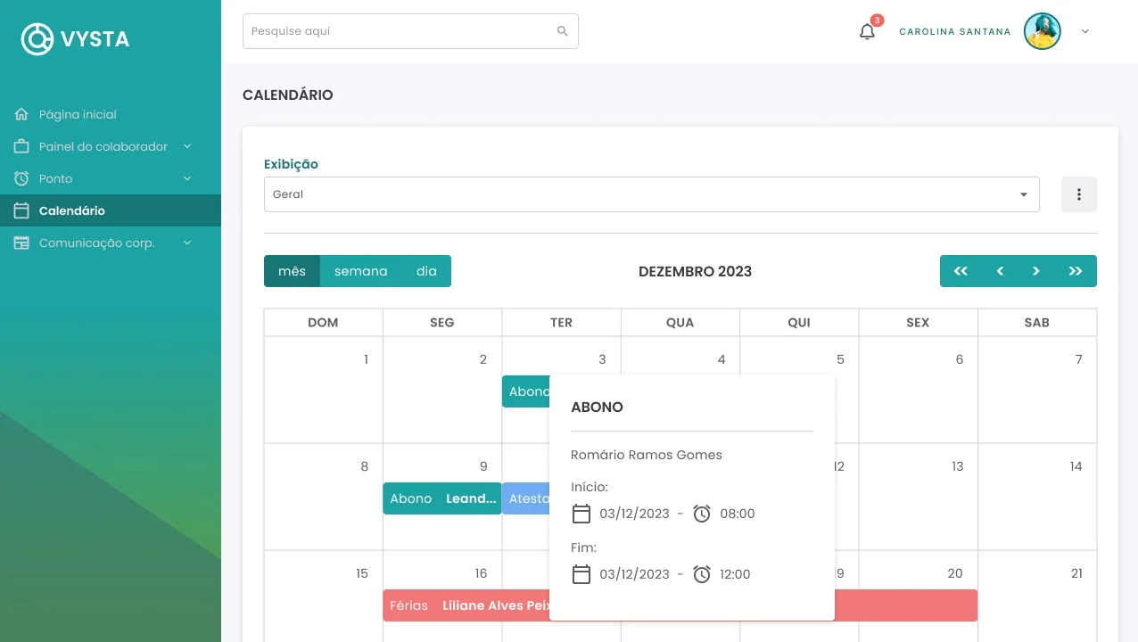 Calendar: team absences planning screen